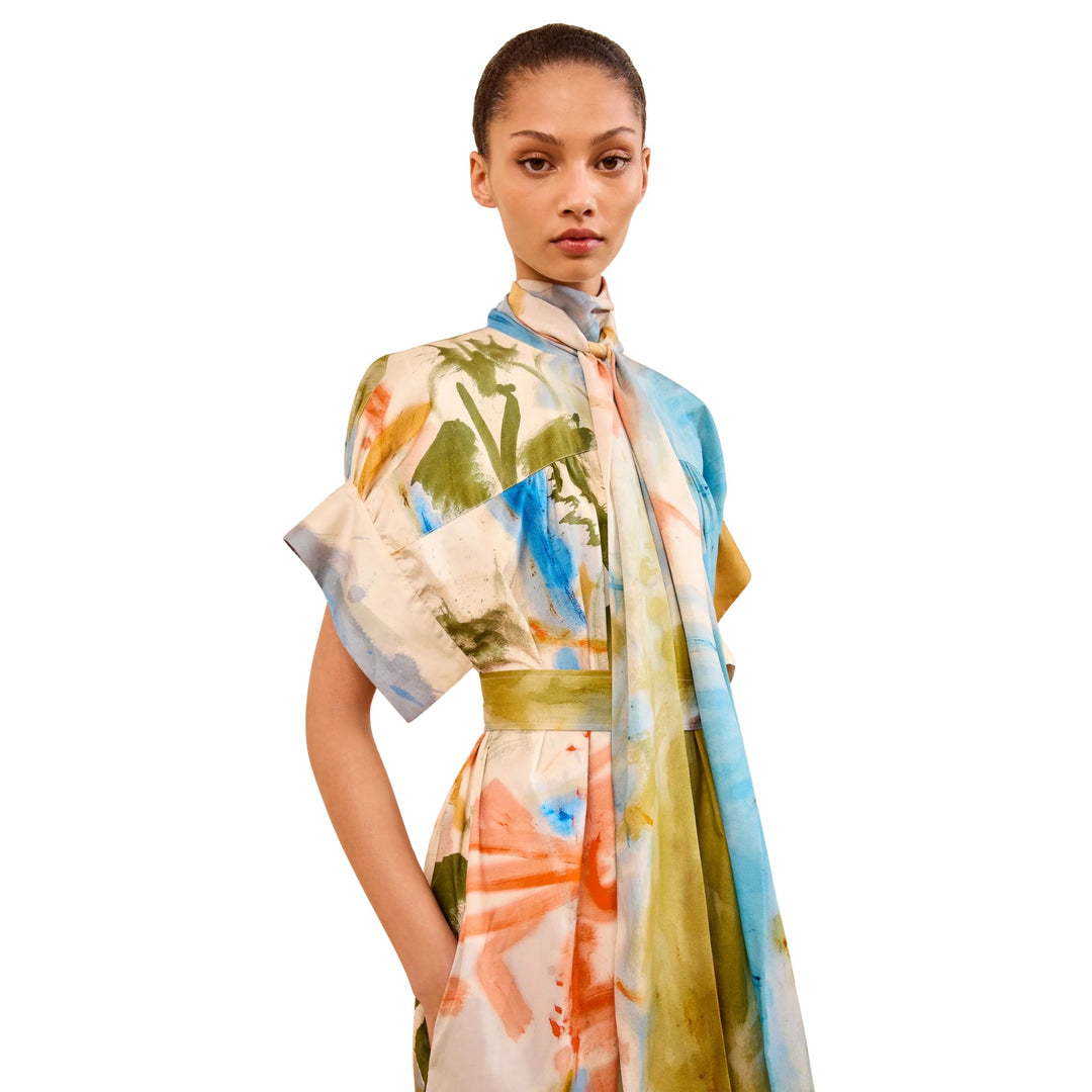 Studio Short Sleeve Cotton Dress in Western Dream
