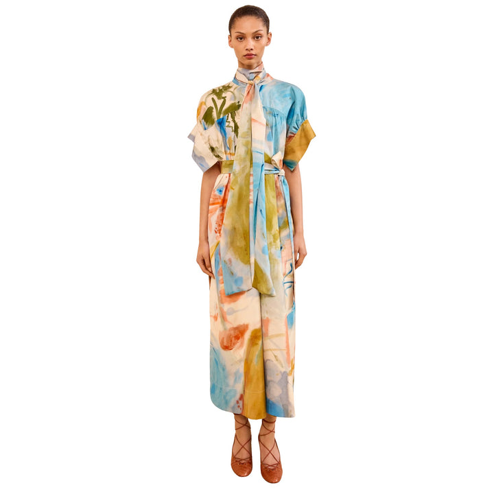 Studio Short Sleeve Cotton Dress in Western Dream