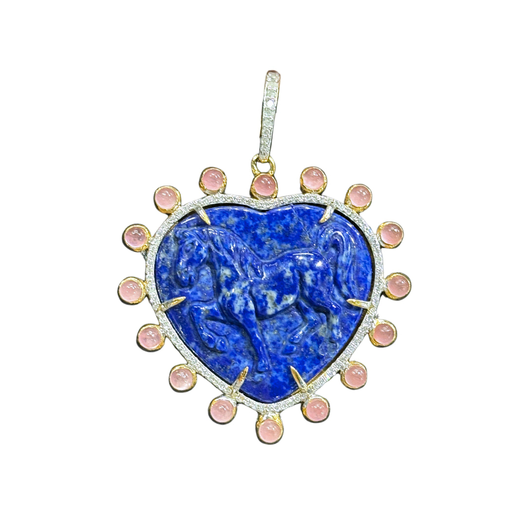 LAPIS/PINK AMETHYST HEART PENDANT