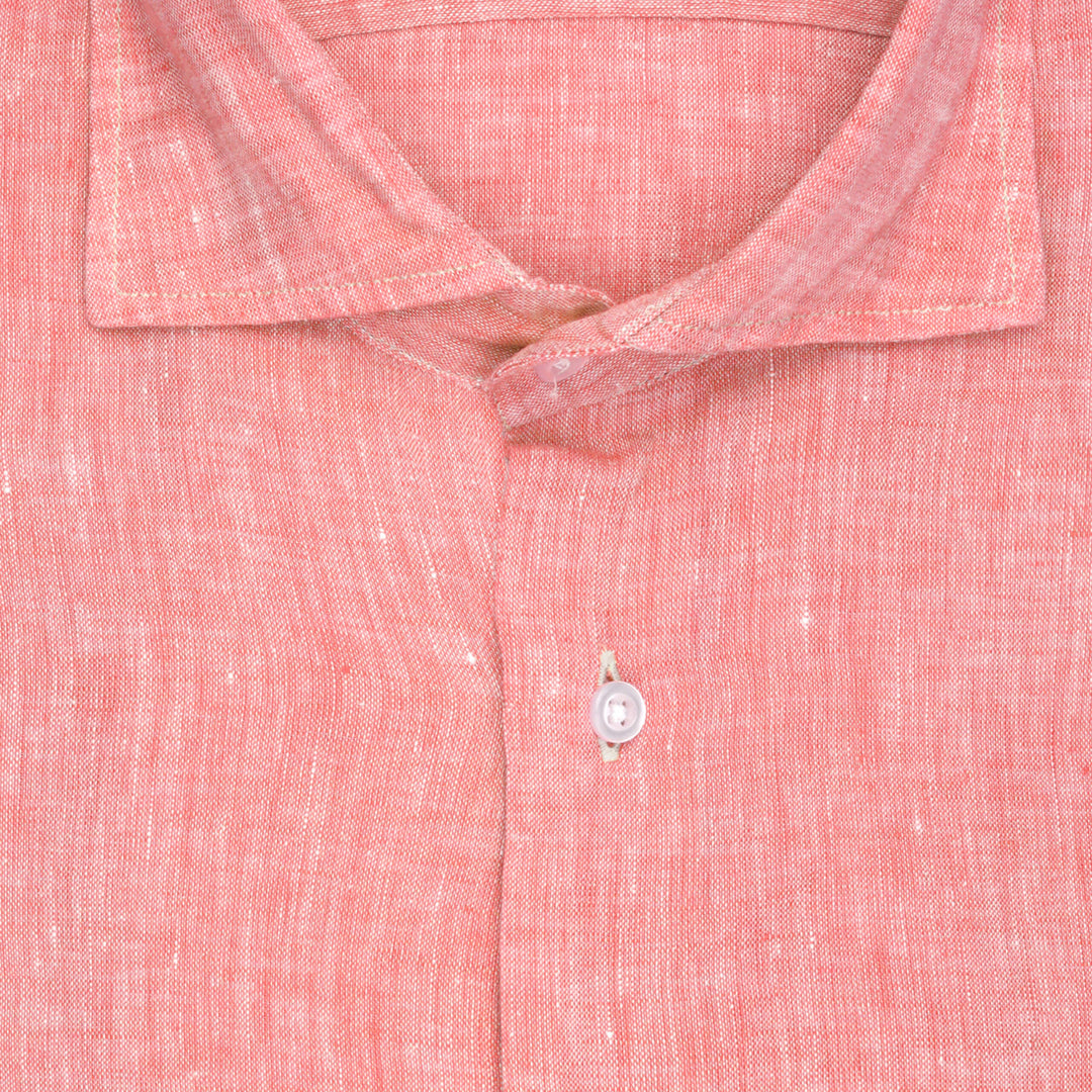 Linen Shirt with Stripe Collar and Cuff