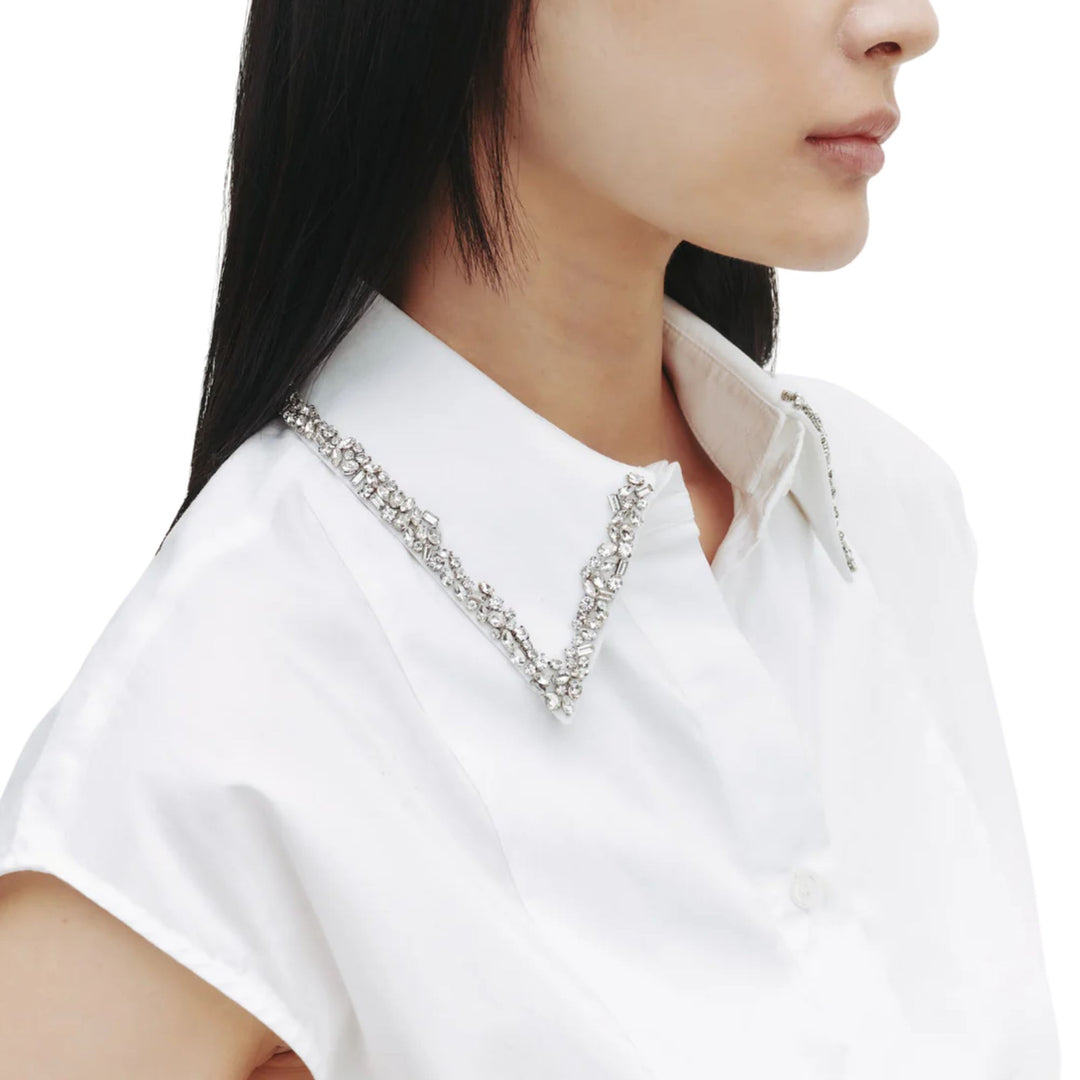 Cap Sleeve Top w Beaded Collar