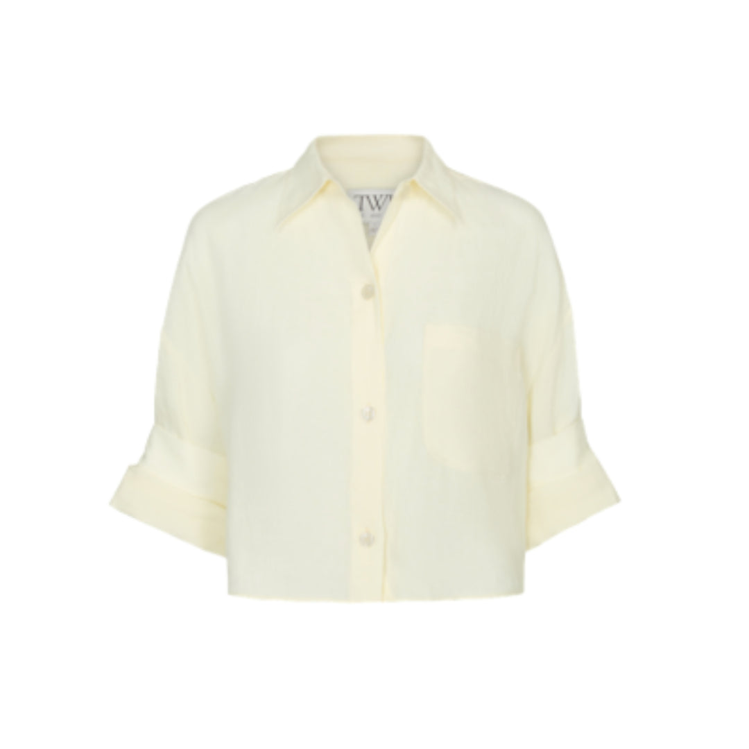 Next Ex Linen Shirt in Glass Green