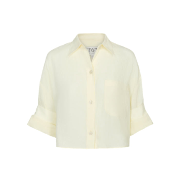 Next Ex Linen Shirt in Glass Green