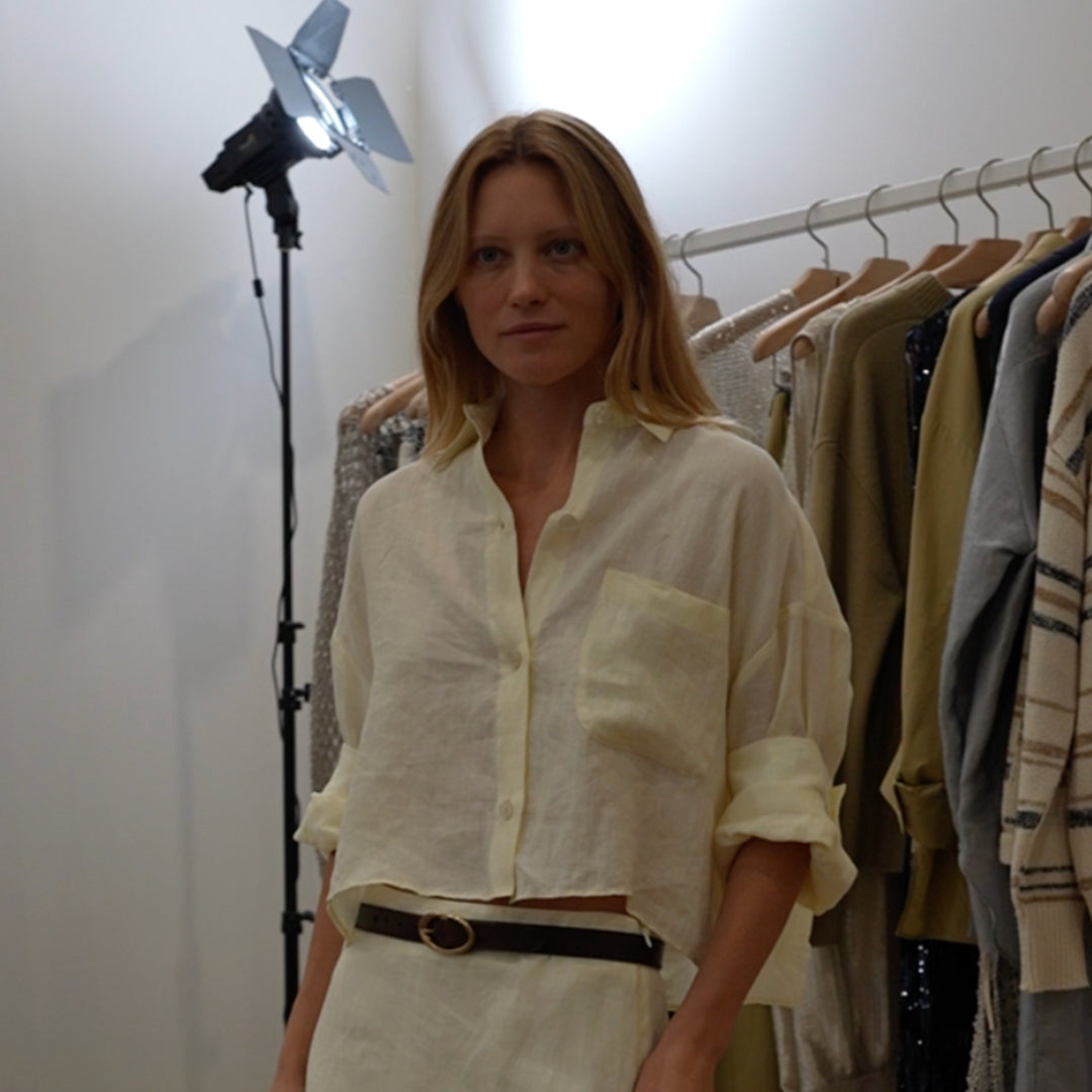 Next Ex Linen Shirt in Glass Green