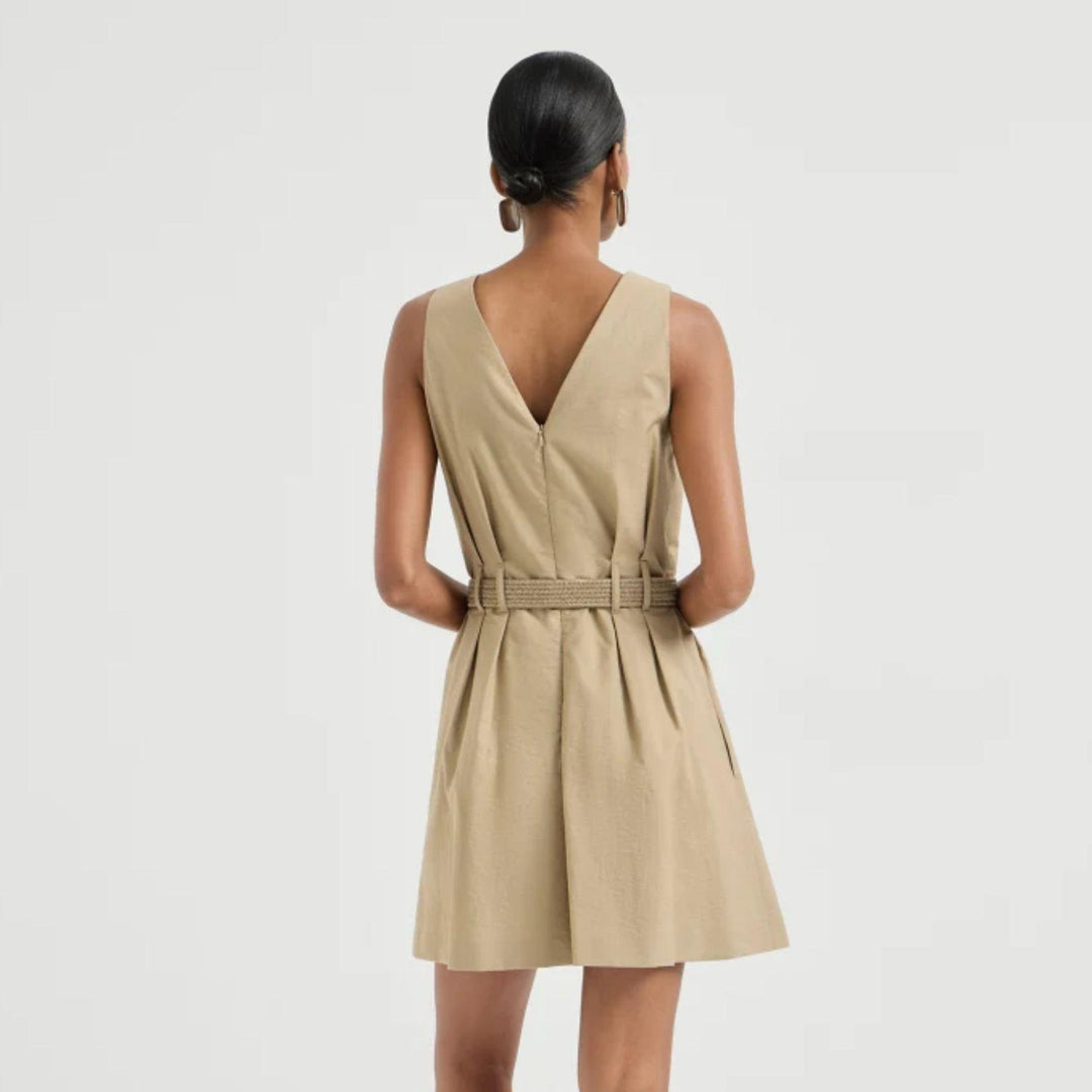 Cotton Twill Belted Dress