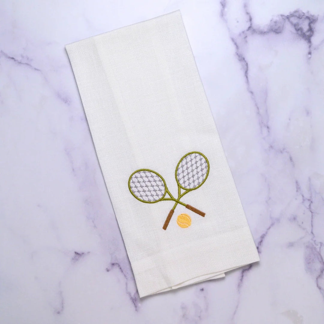 Tennis Towel in White and Olive