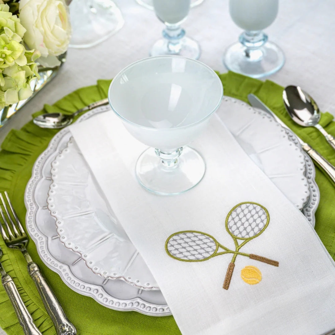 Tennis Towel in White and Olive