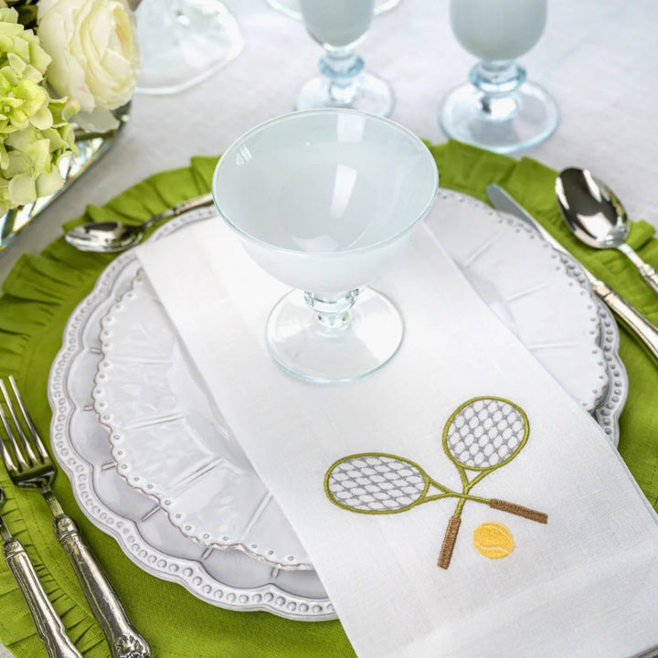 Tennis Towel in White and Olive