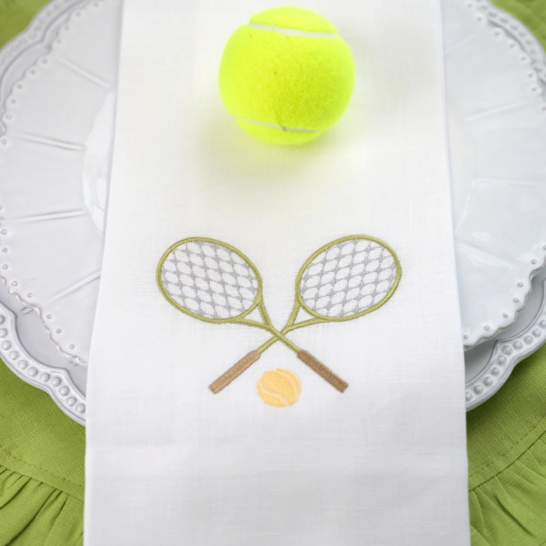 Tennis Towel in White and Olive
