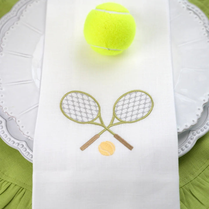 Tennis Towel in White and Olive