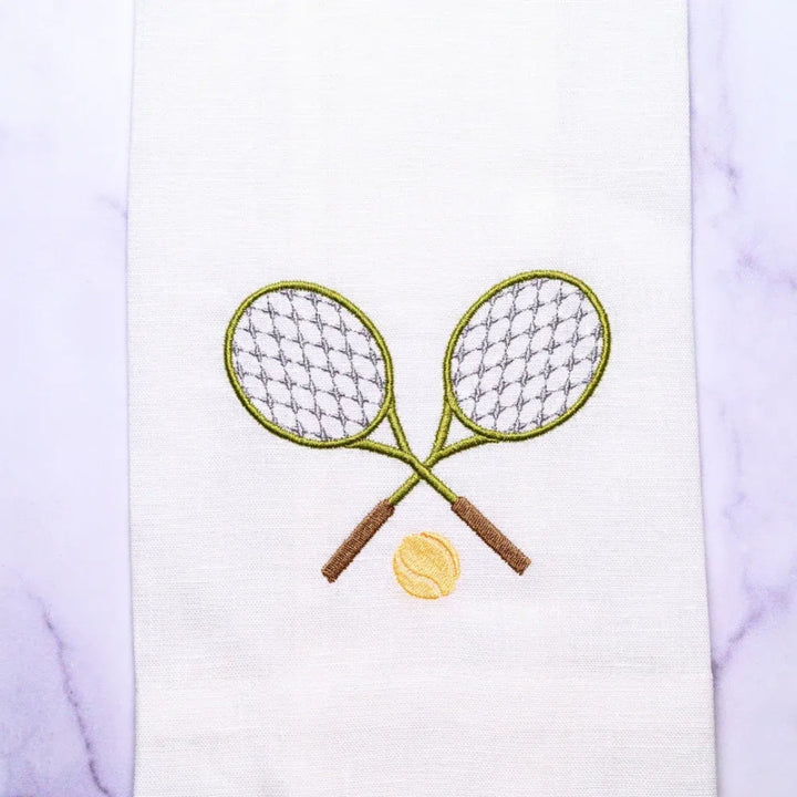 Tennis Towel in White and Olive