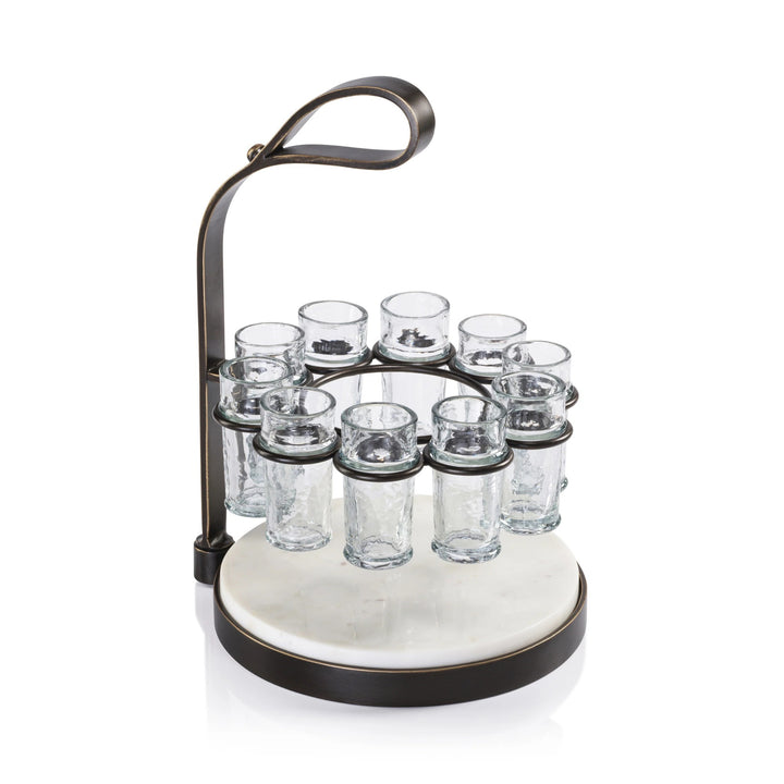 Tequilero 10 Shot Tequila set with Marble Cutting Board