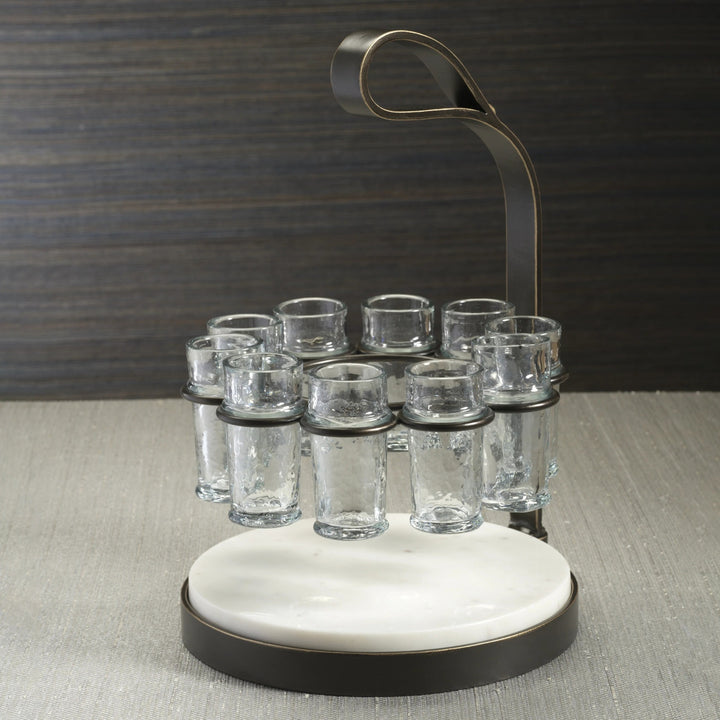 Tequilero 10 Shot Tequila set with Marble Cutting Board