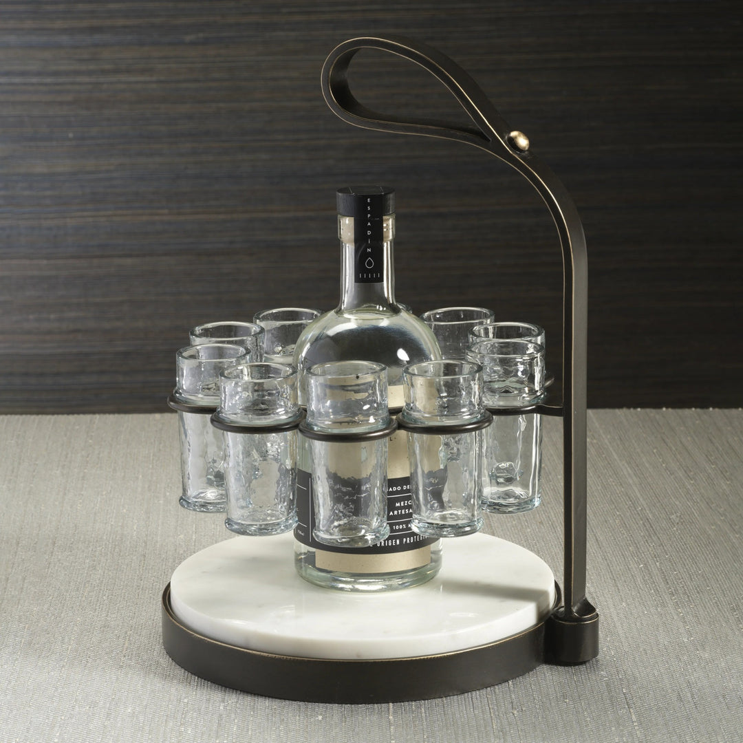 Tequilero 10 Shot Tequila set with Marble Cutting Board