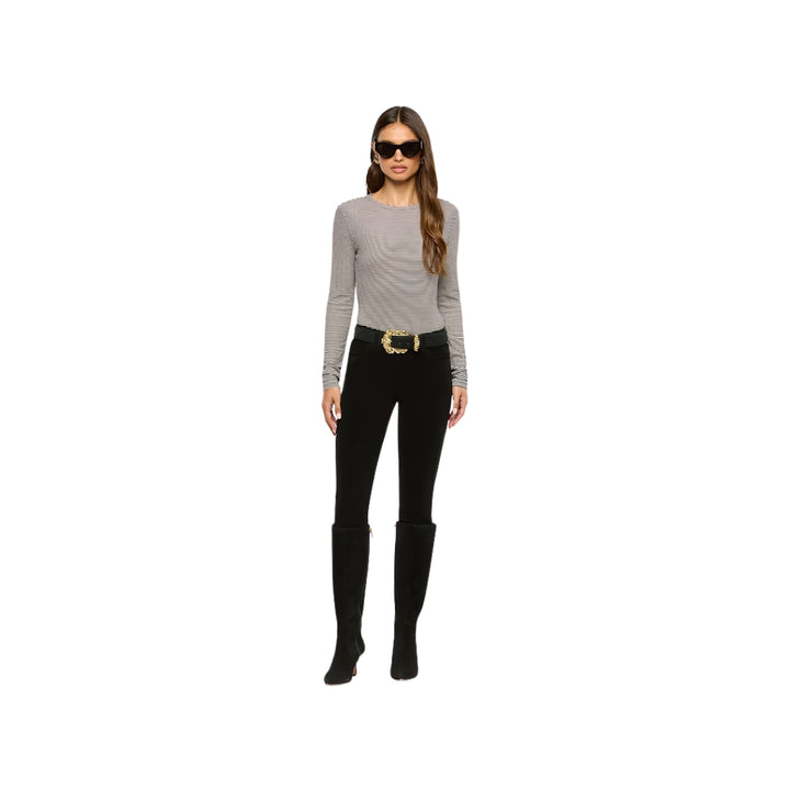 Tess Long Sleeve Tee in Black and White Stripe