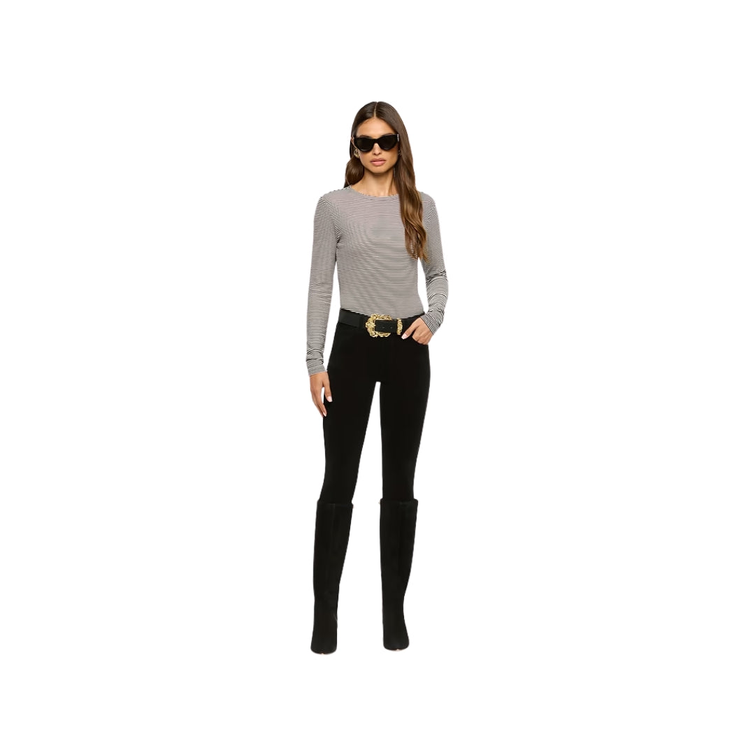 Tess Long Sleeve Tee in Black and White Stripe