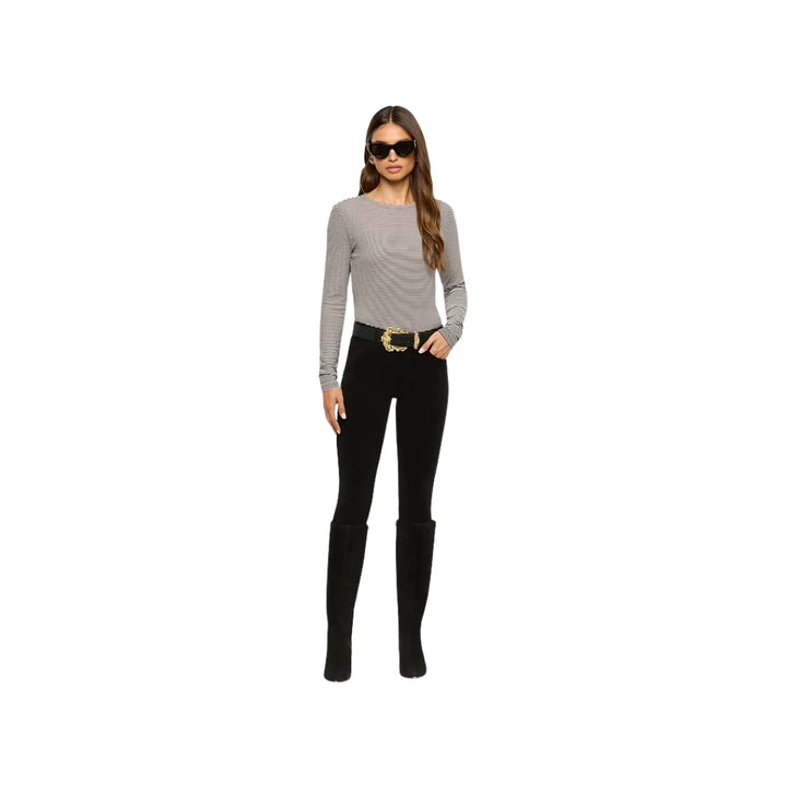 Tess Long Sleeve Tee in Black and White Stripe