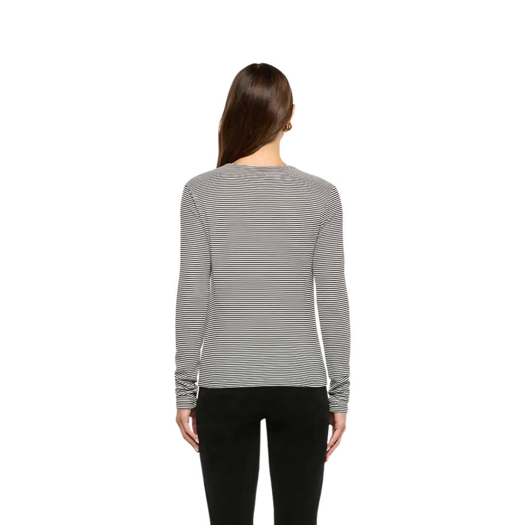 Tess Long Sleeve Tee in Black and White Stripe