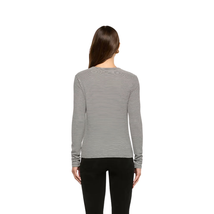 Tess Long Sleeve Tee in Black and White Stripe