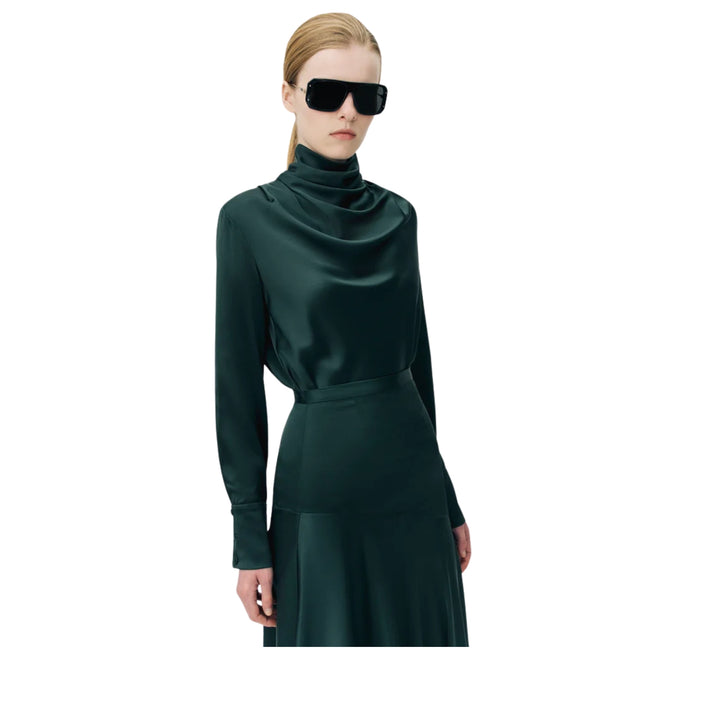 Tess Skirt in Charmeuse in Hunter Green