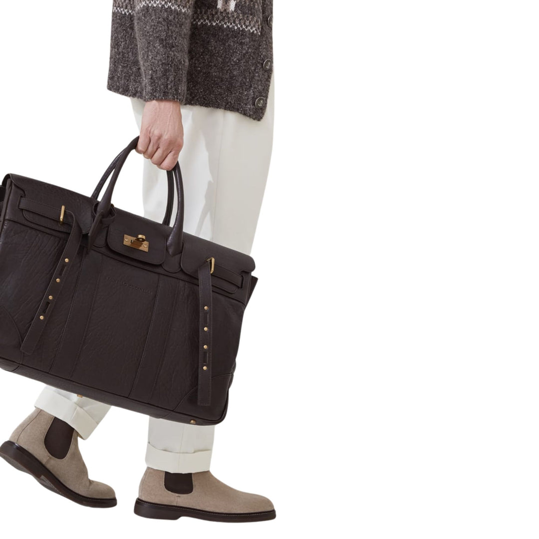 Textured grain leather country bag