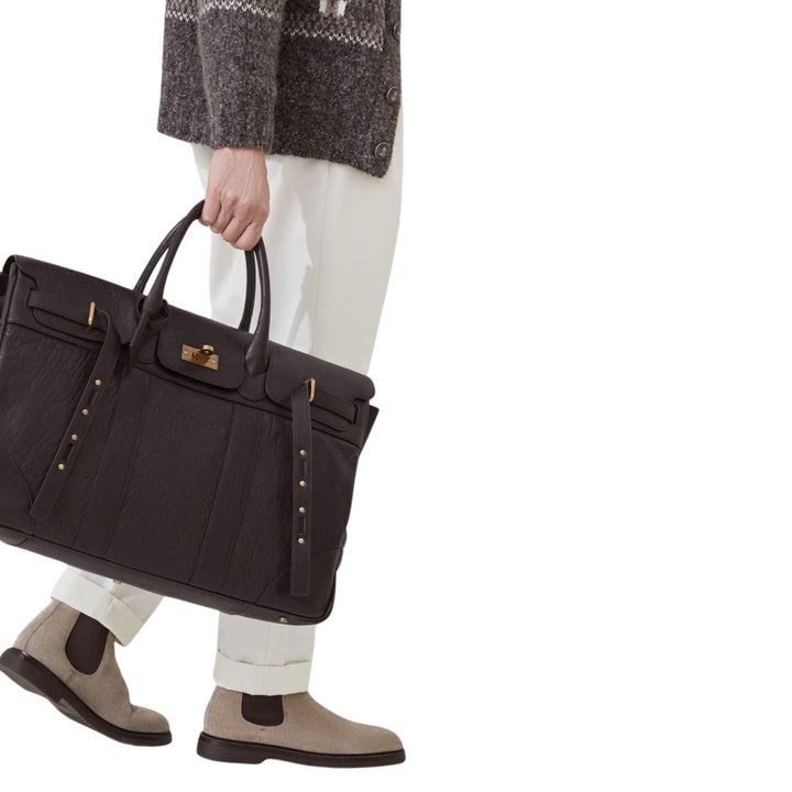 Textured grain leather country bag