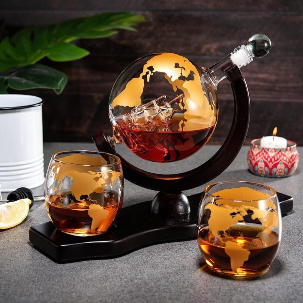 The Wine Savant Globe Ship Whiskey & Wine Decanter
