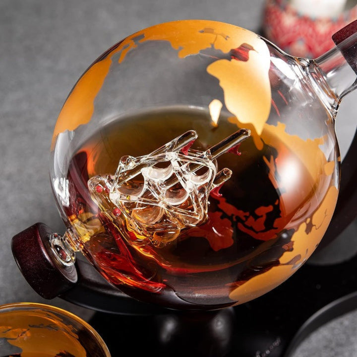 The Wine Savant Globe Ship Whiskey & Wine Decanter