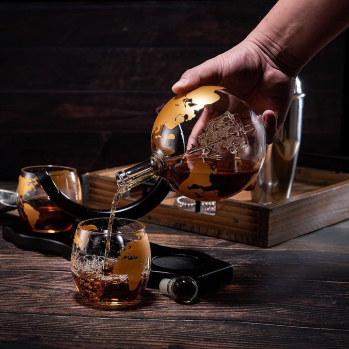 The Wine Savant Globe Ship Whiskey & Wine Decanter