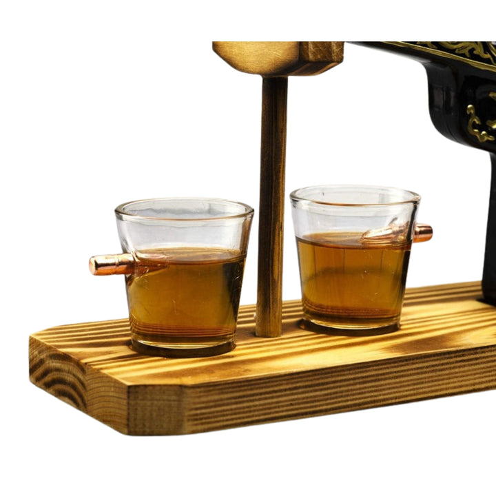 The Wine Savant Pistol Gun Decanter & 2 Bullet Shot Glasses Set