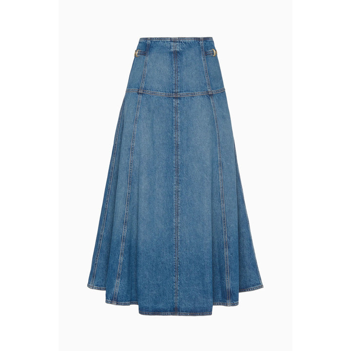 The Brigette Denim Midi Skirt in Danube