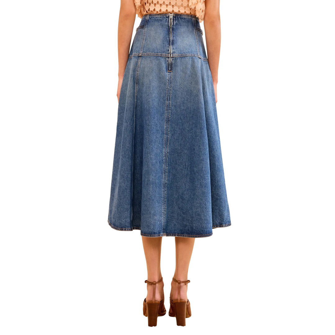 The Brigette Denim Midi Skirt in Danube