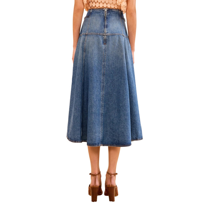 The Brigette Denim Midi Skirt in Danube