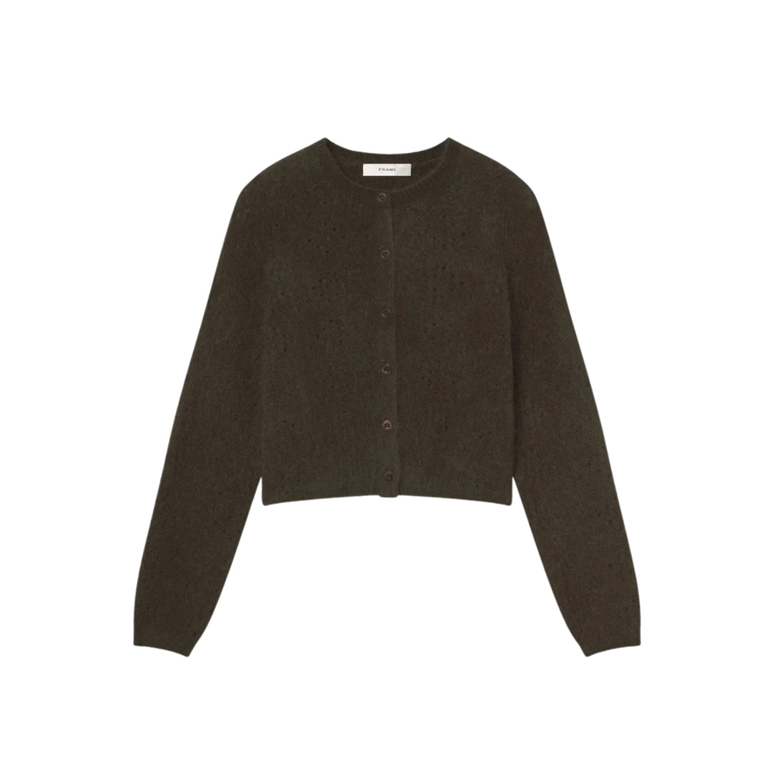 The Cashmere Airy Teddy Cardi in Deep Olive