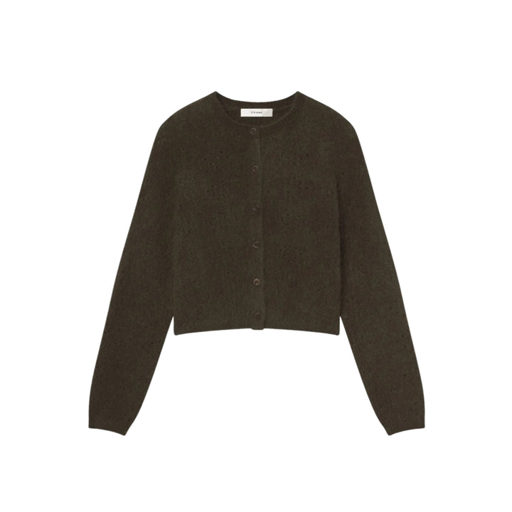 The Cashmere Airy Teddy Cardi in Deep Olive