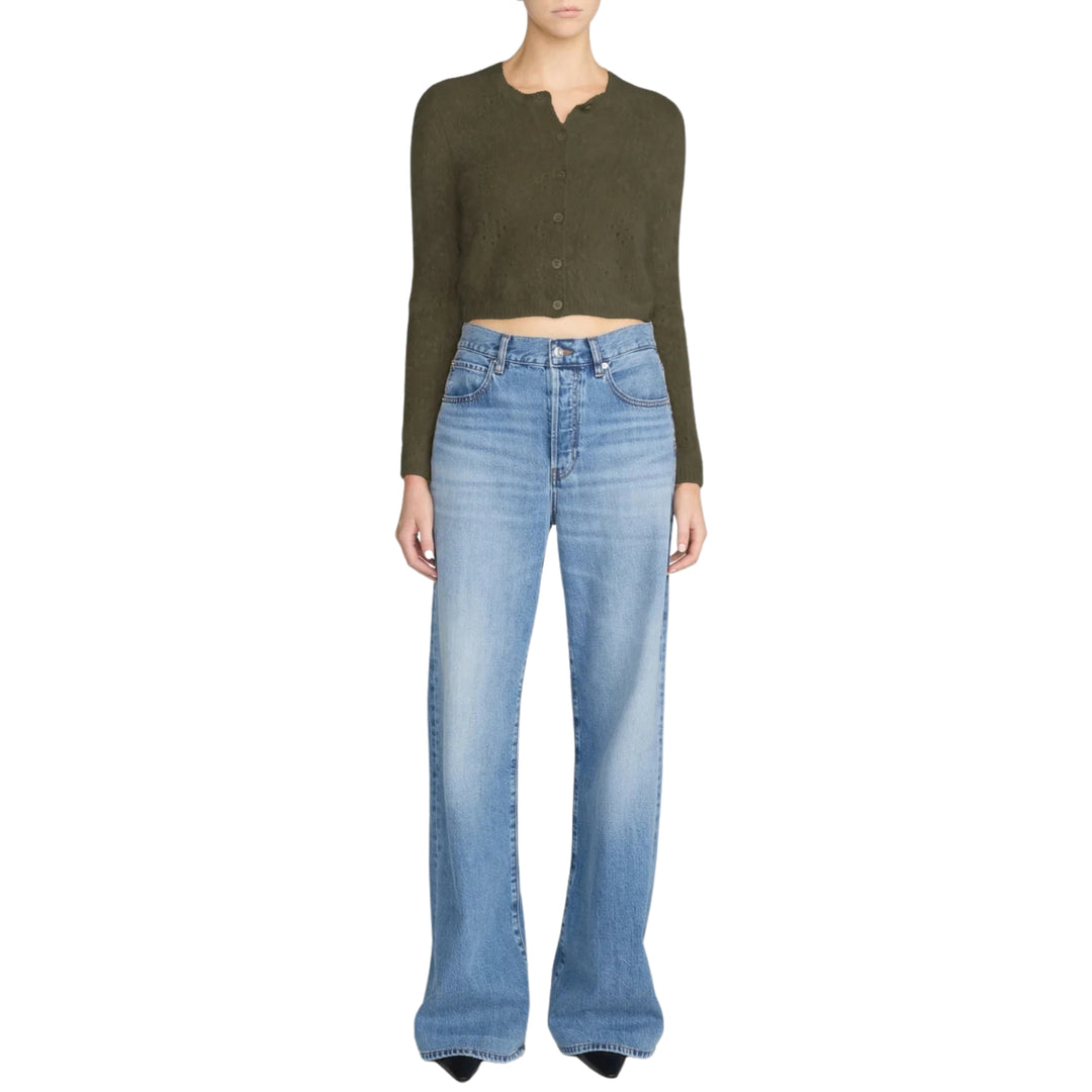 The Cashmere Airy Teddy Cardi in Deep Olive