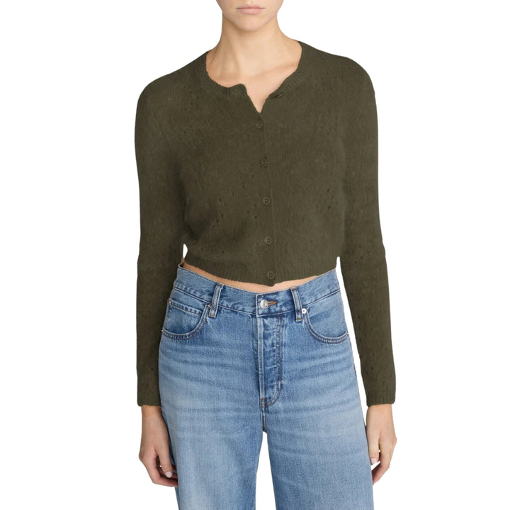 The Cashmere Airy Teddy Cardi in Deep Olive