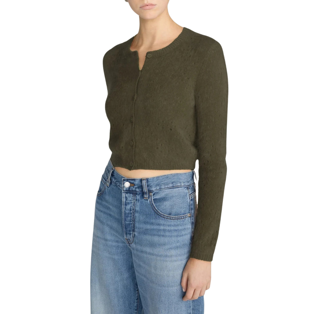 The Cashmere Airy Teddy Cardi in Deep Olive