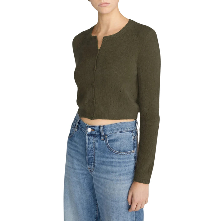 The Cashmere Airy Teddy Cardi in Deep Olive