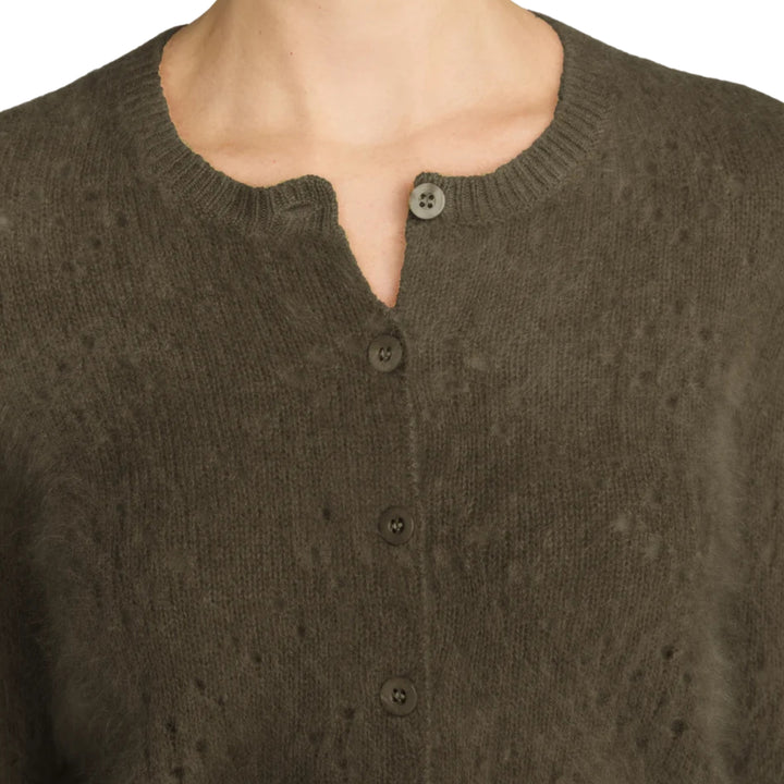 The Cashmere Airy Teddy Cardi in Deep Olive