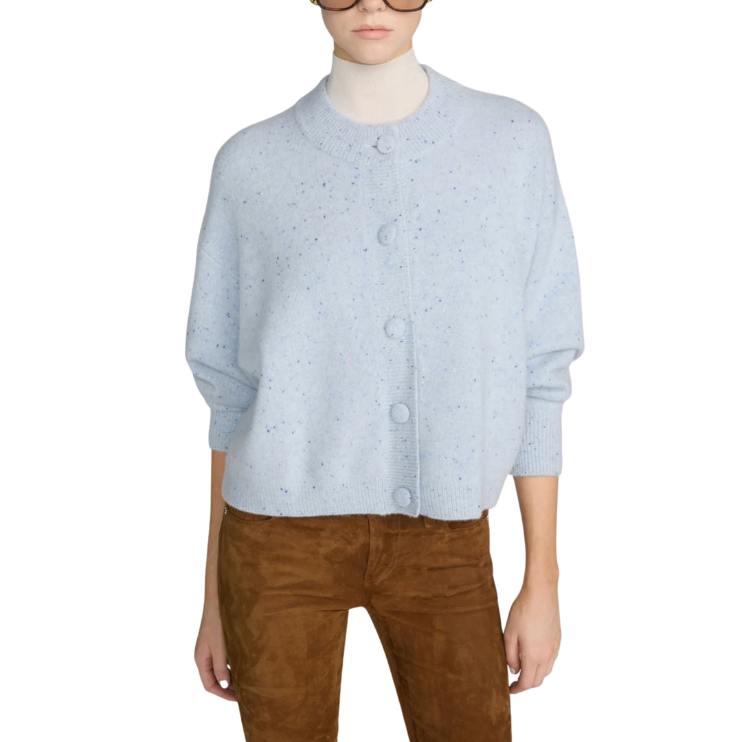 The Lightweight Fleck Cardi in Light Blue