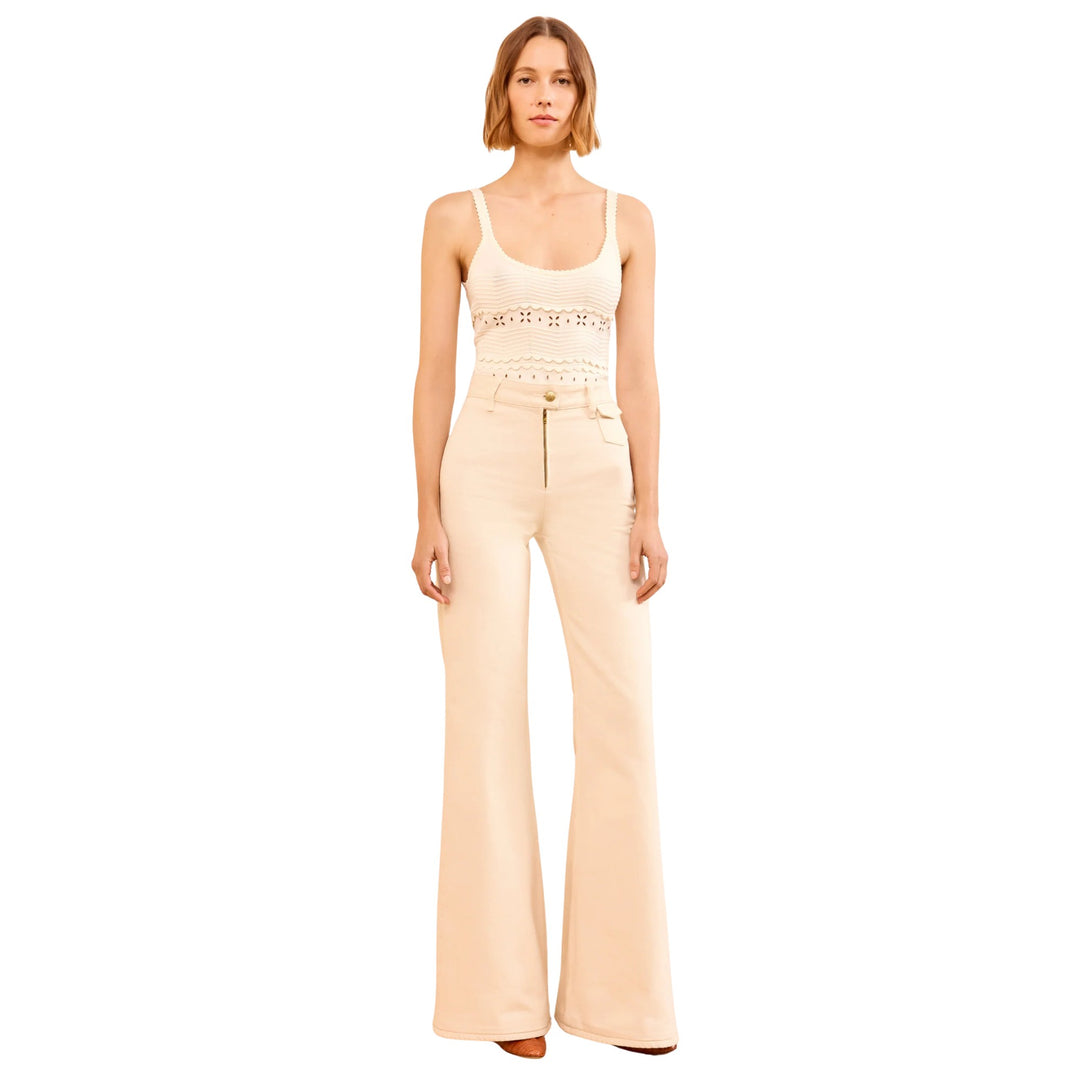 The Odelia High Rise Wide Leg Flare Jean in Cowrie