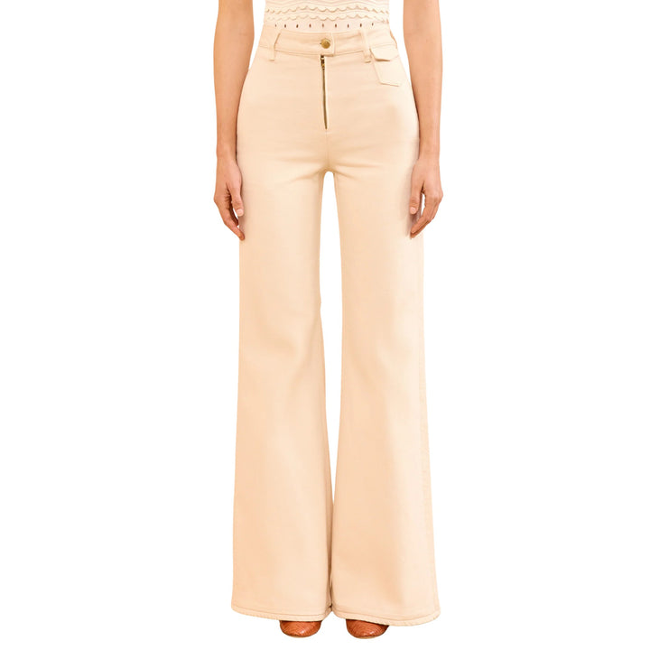 The Odelia High Rise Wide Leg Flare Jean in Cowrie