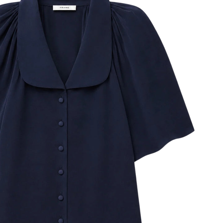 The Short Sleeve Silk Gala Shirt in Navy