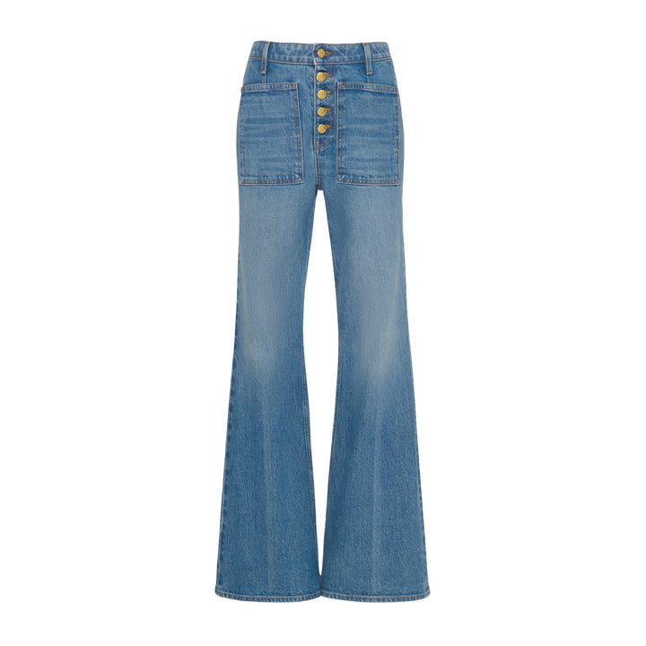 The Stretch Lou Kick Flare Jean in Danube