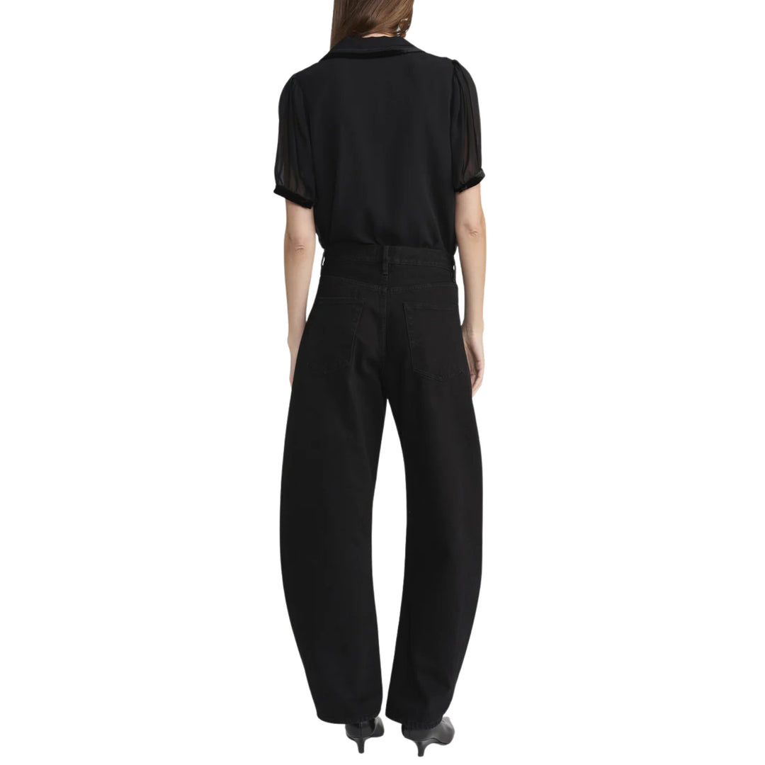The Velvet Trim Sailor Blouse, Black