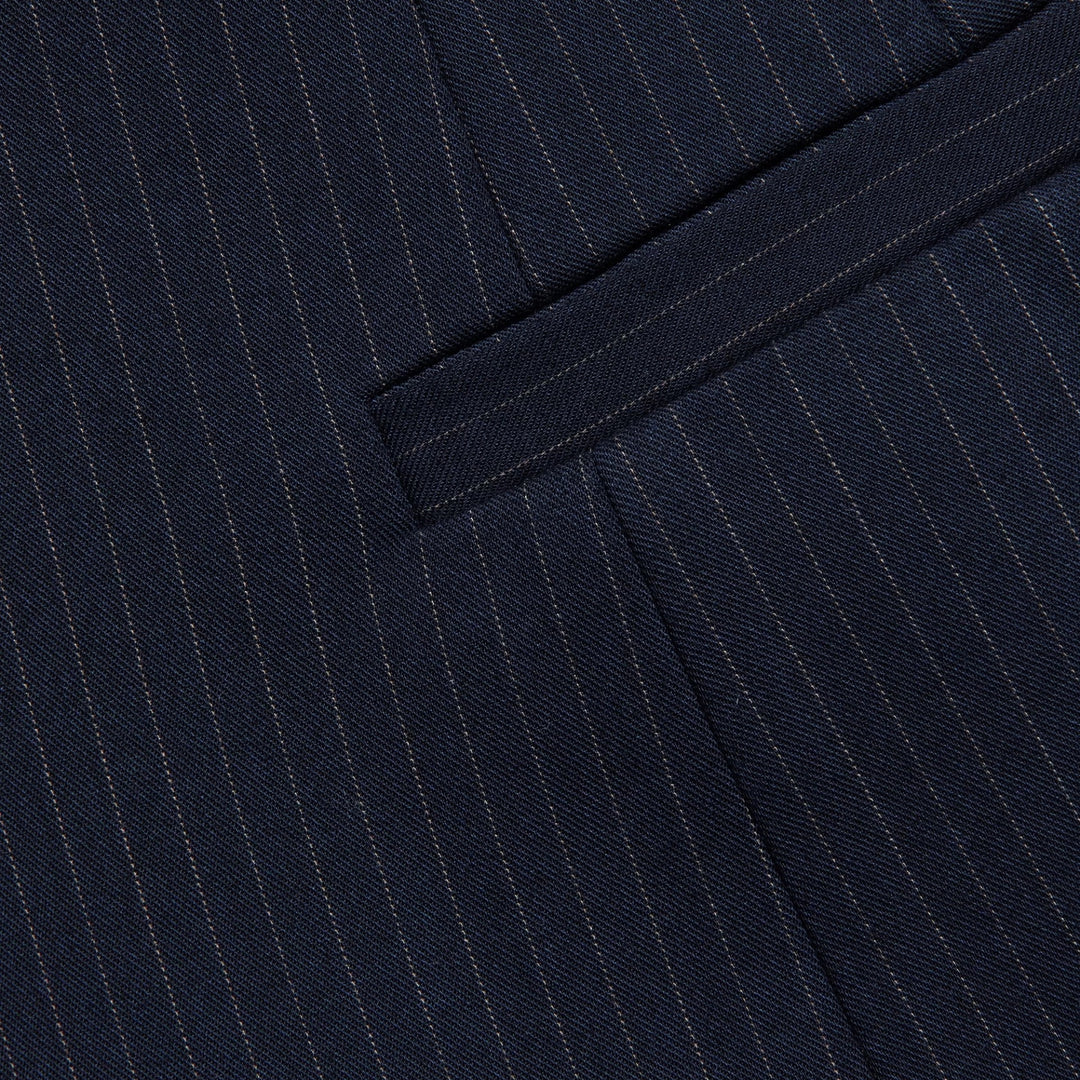 Therese Cinched Waist Blazer in Midnight/Ivory Pinstripe