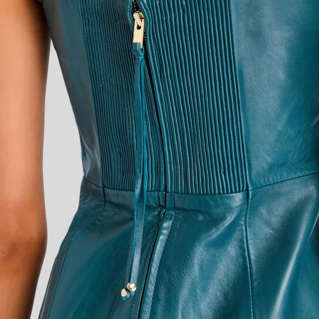 Tilde Leather Dress in Sarcelle