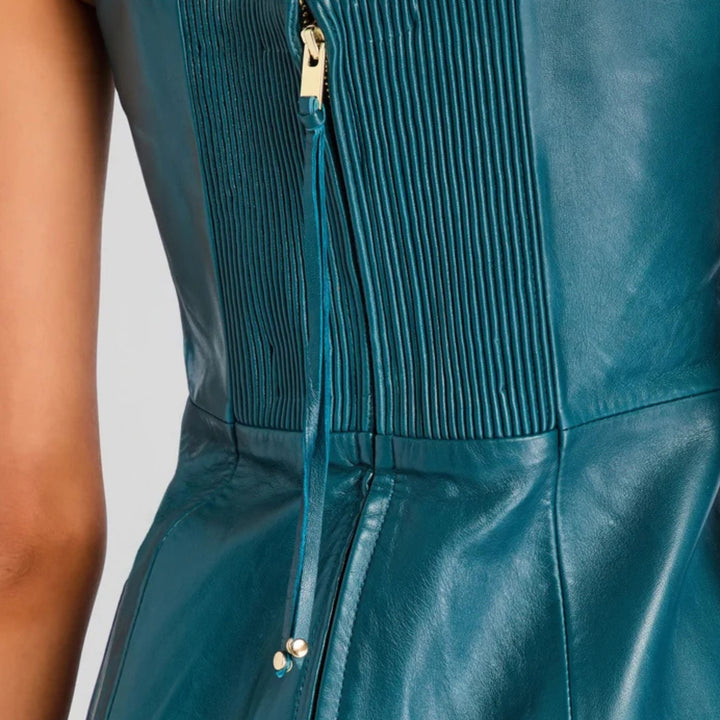 Tilde Leather Dress in Sarcelle