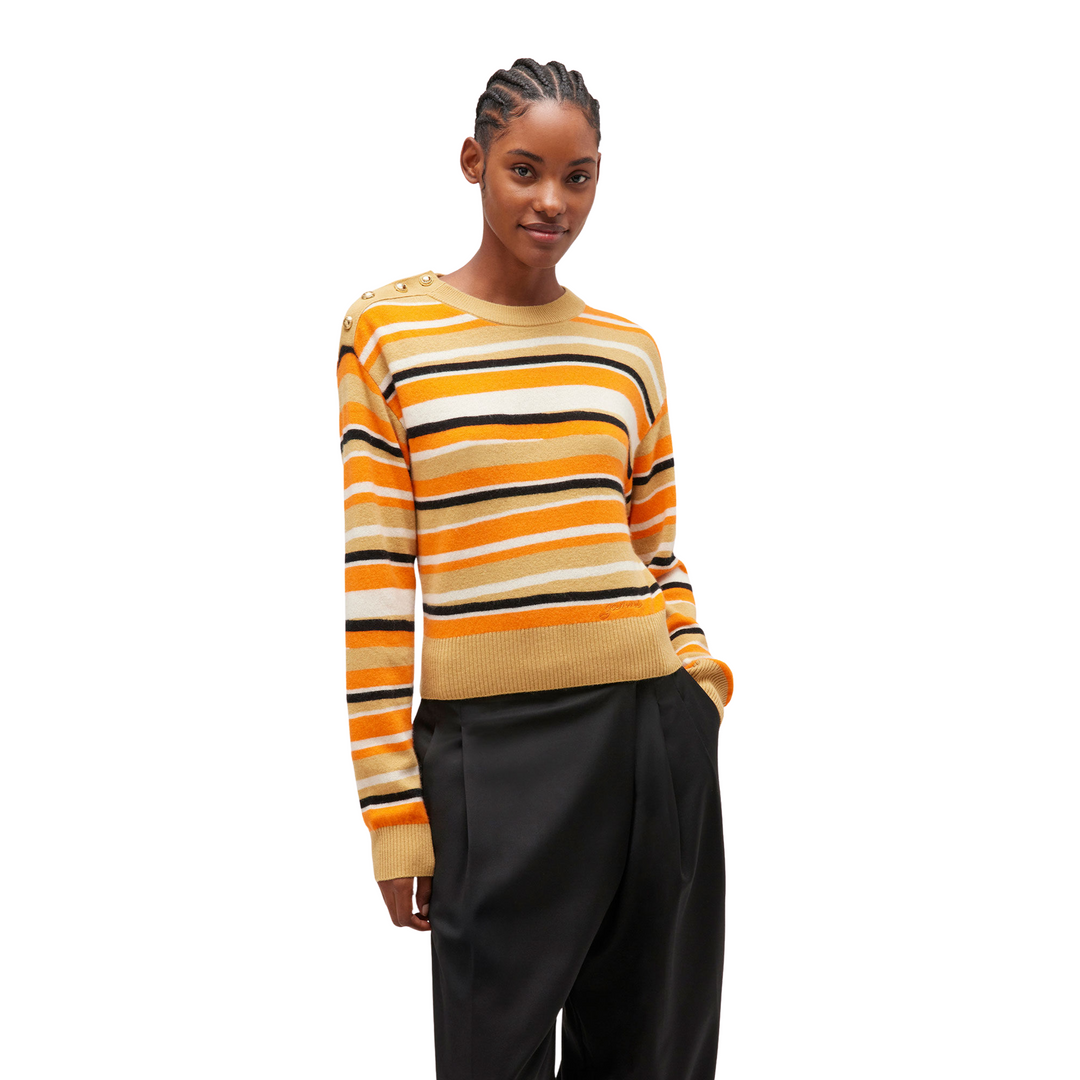 Distressed Stripe Cashmere Sweater